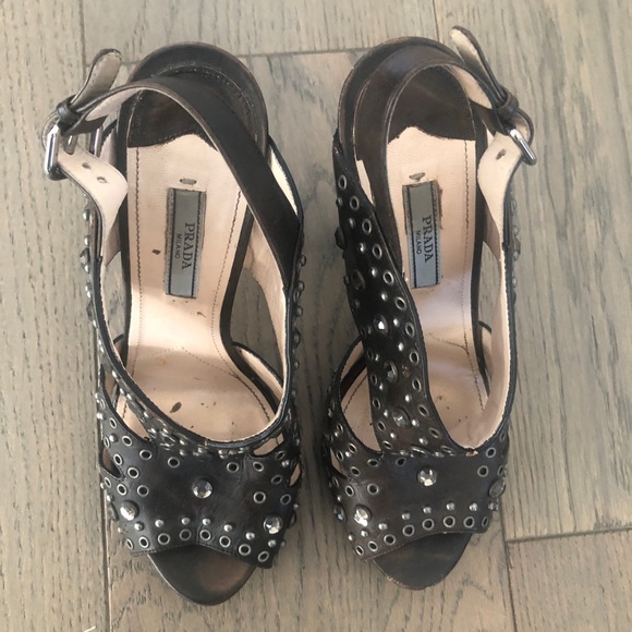Prada Brown Leather Sandals with Crystals 39 - Picture 4 of 7